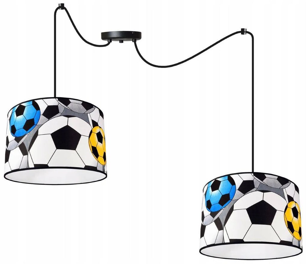 Detské závesné svietidlo Soccer Spider, 2x textilné tienidlo so vzorom, (výber z 2 farieb konštrukcie)