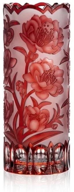 Bohemia Crystal Ručne brúsená váza Sakura Rubín 300mm