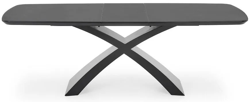 Rozkladací stôl Silvestro 180/220x89cm Sklo/Mdf – Tmavé Popolavý/Čierna