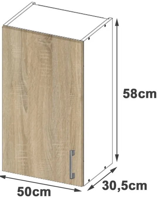 Horná kuchynská skrinka LIMA W50 /580/ biela / dub sonoma