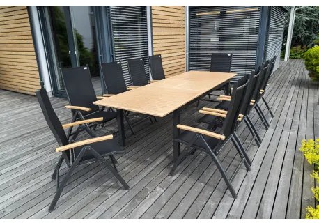 Doppler EXPERT WOOD antracit - záhradný rozkladací hliníkový stôl 220/280 x 100 x 75 cm