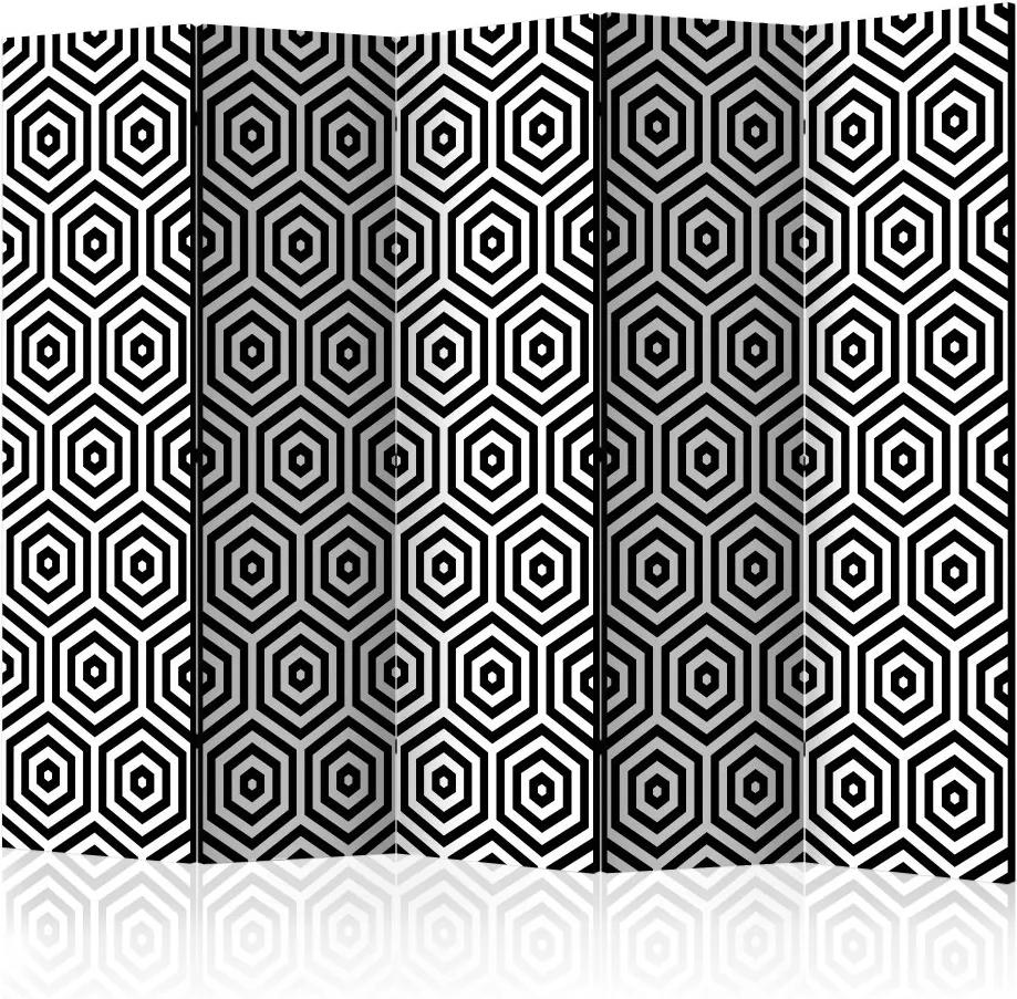 Paraván Black and White Hypnosis Dekorhome 225x172 cm (5-dielny)