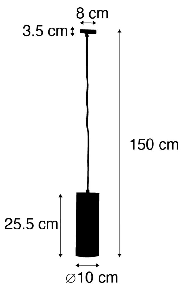 Dizajnová závesná lampa biela vrátane 1-fázového koľajnicového adaptéra - Iconic Tubo