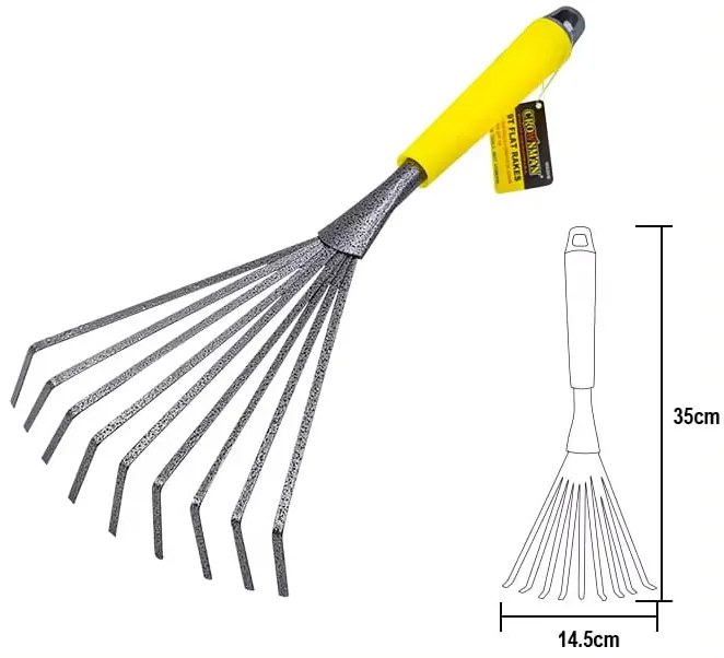 CROWNMAN Kovové hrable - 9 zubov - 37 cm
