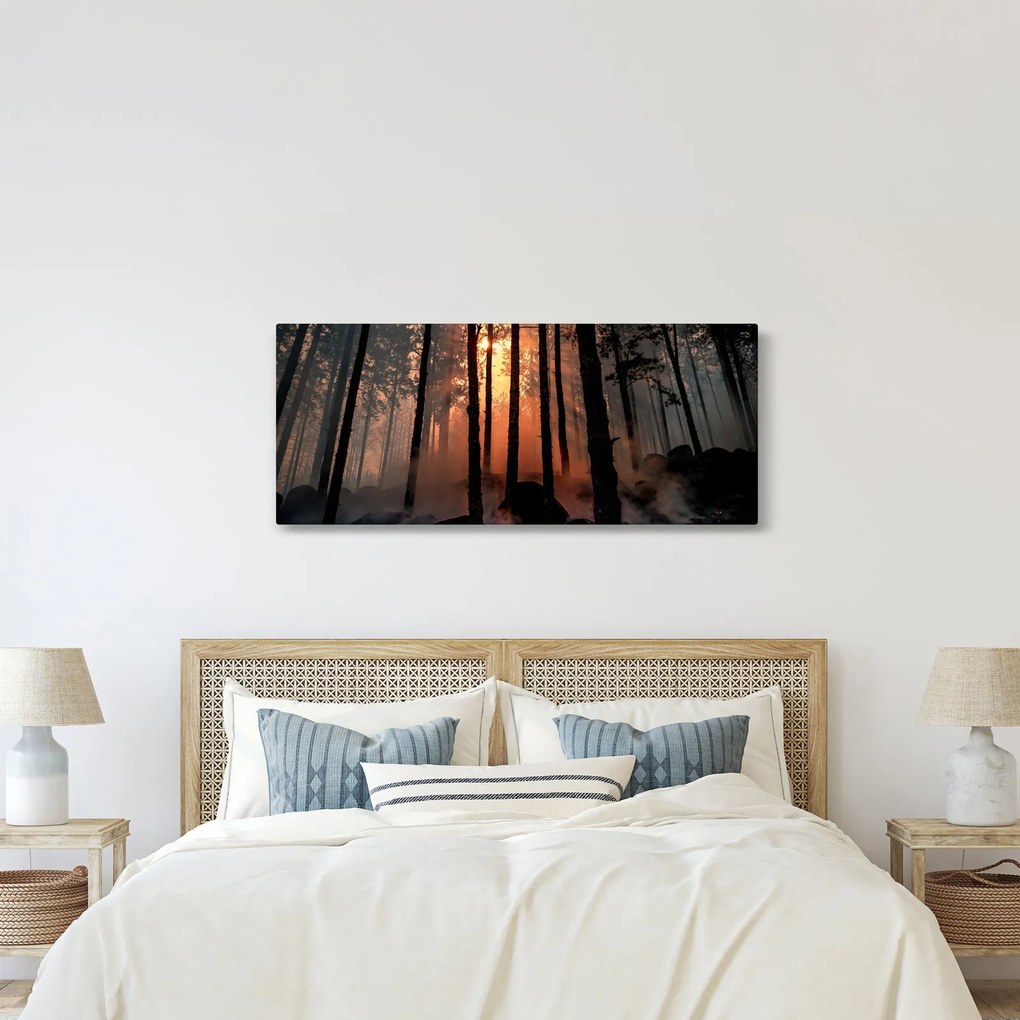 Obraz temného lesa (120x50 cm)