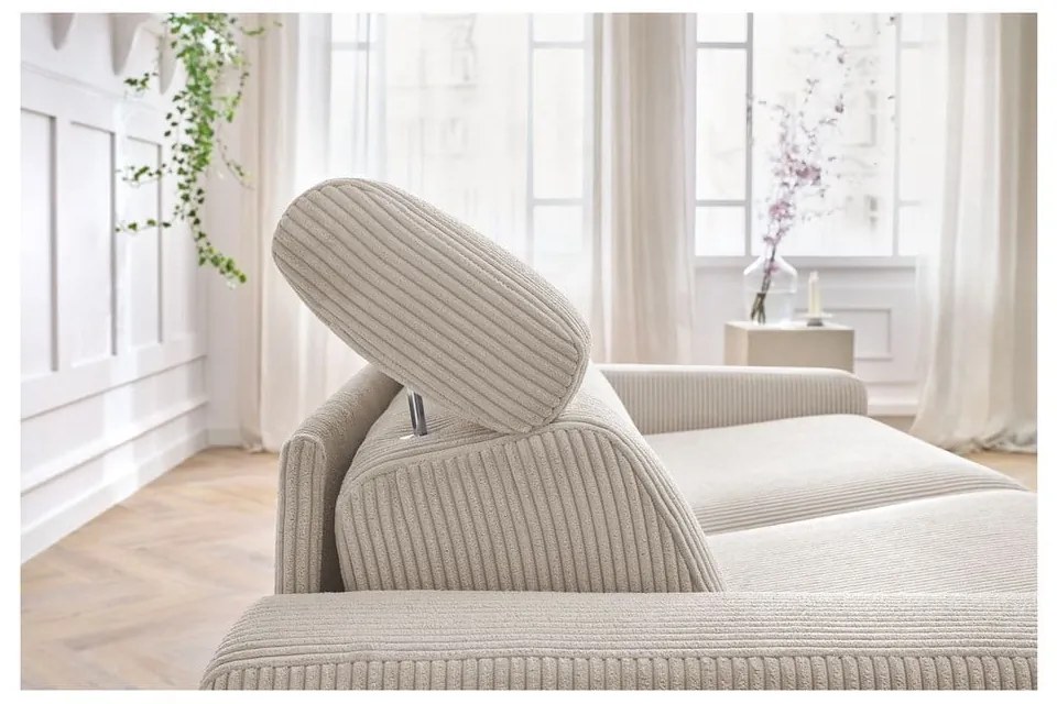 Krémová menčestrová rozkladacia pohovka 215 cm Monaco – Bobochic Paris