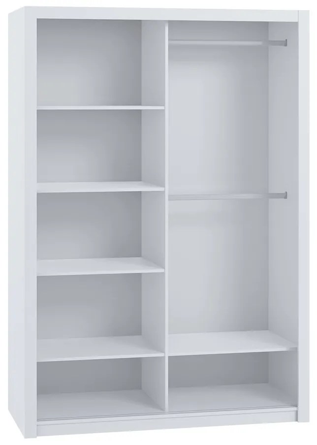 Šatníková skriňa s posuvnými dverami a so zrkadlom Kler SZ120 KE05, Farby: biela / zrkadlo