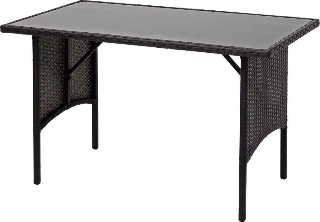 Polyratanový jedálenský stôl HWC-G16, 112x60cm - čierny