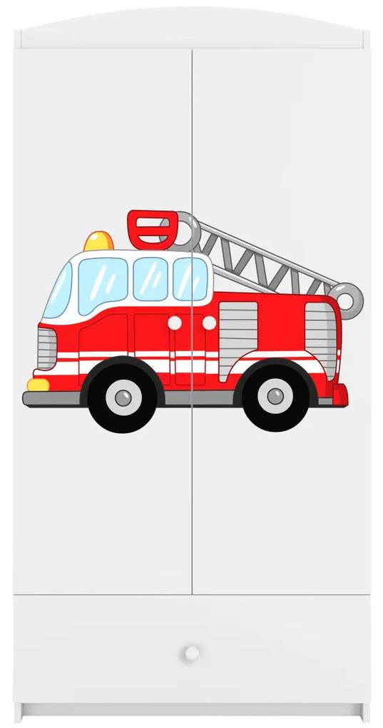 Detská skriňa Babydreams 90 cm hasičské auto biela