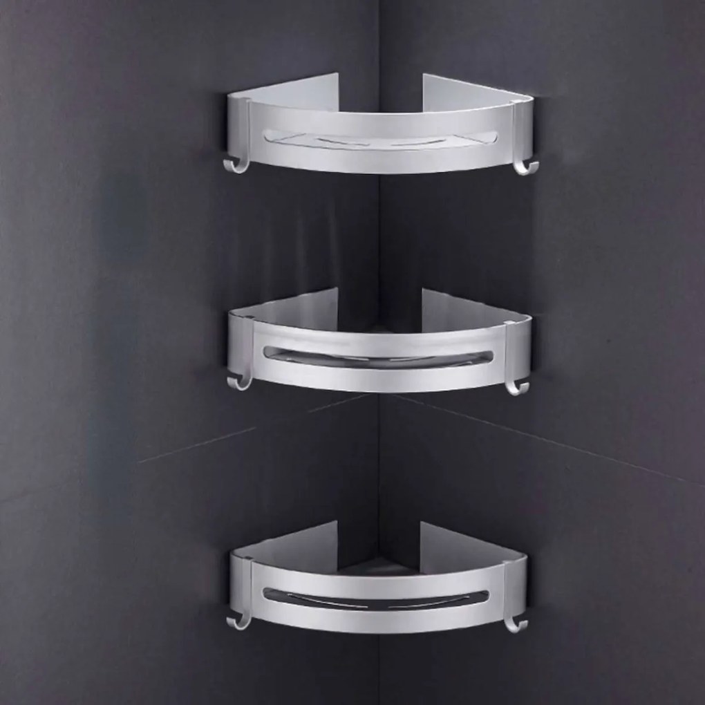 Rohová polička do koupelny MYZEA II stříbrná