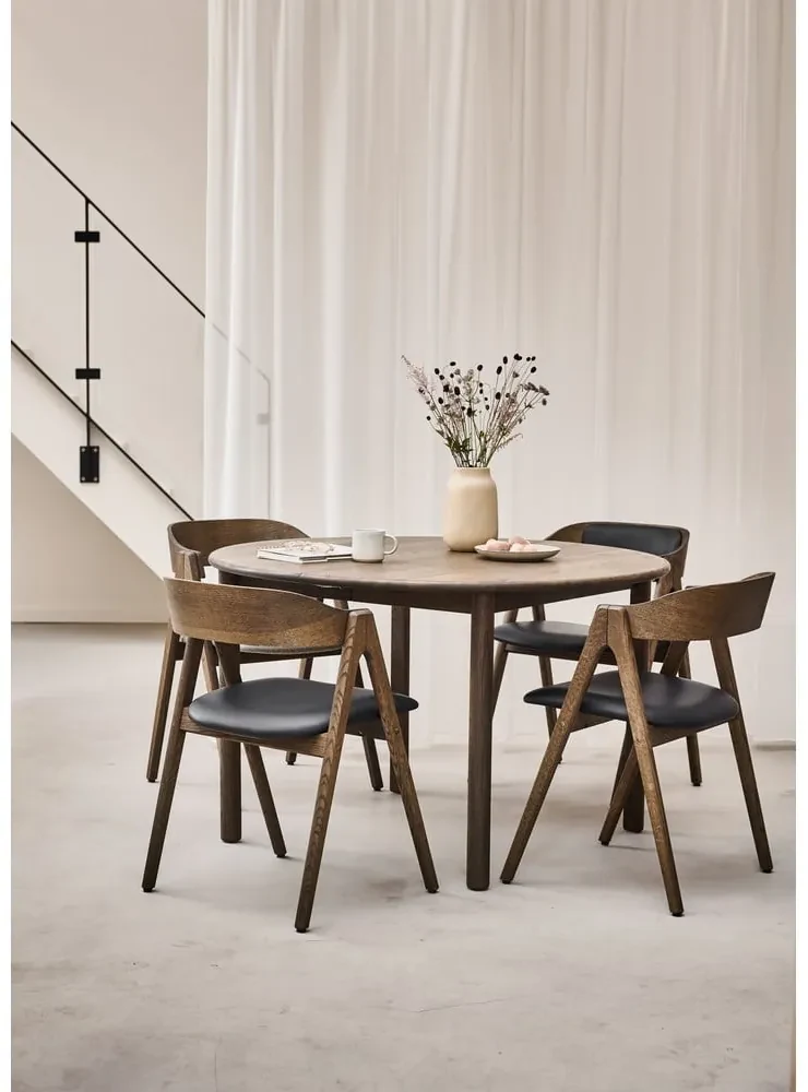 Hnedý okrúhly rozkladací jedálenský stôl z dubového dreva ø 120 cm Noor – Hammel Furniture