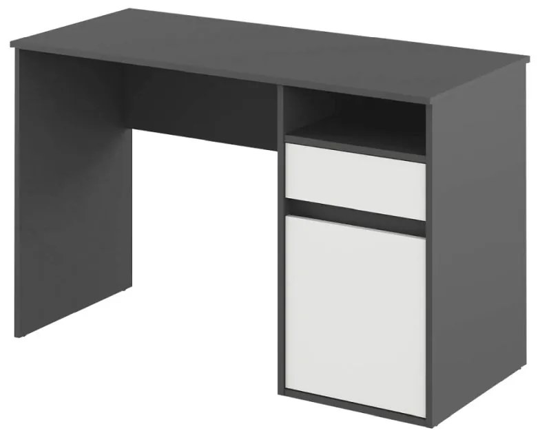 Kondela PC stôl, BILI, tmavosivá-grafit/biela