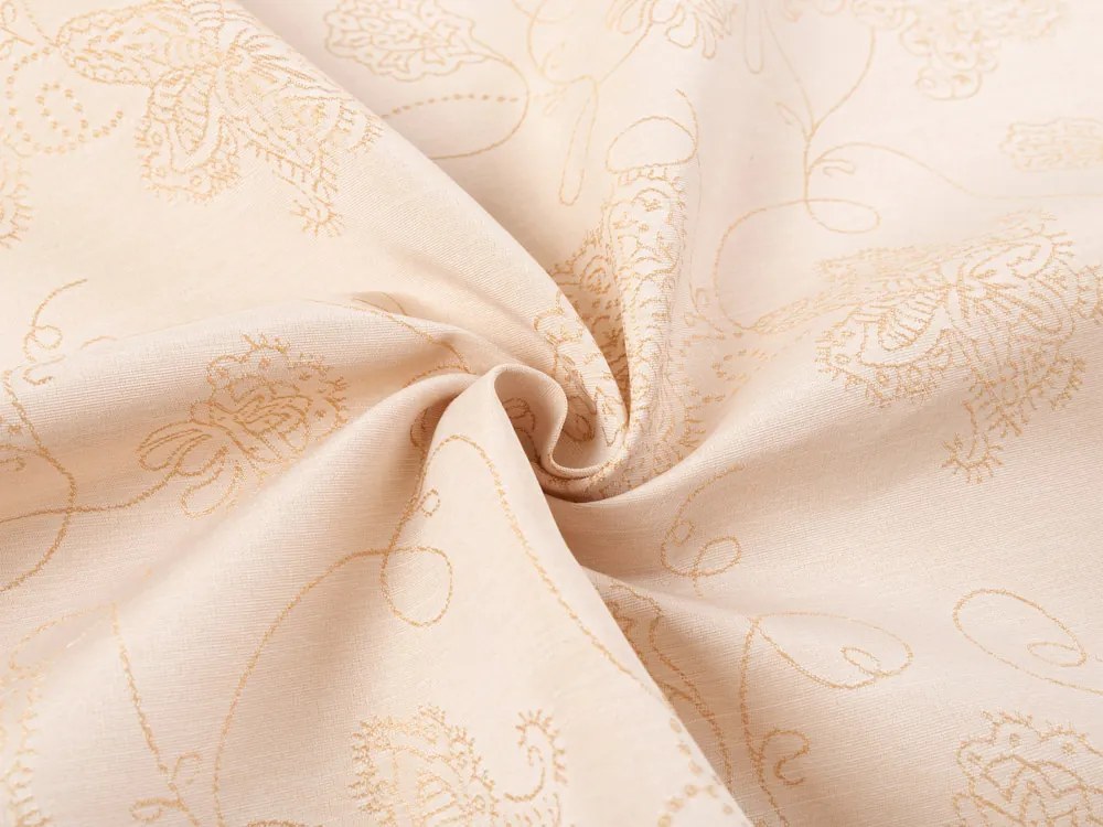 Biante Teflónový oválny obrus TF-099 Zlaté kvetované ornamenty na béžovom 100x140 cm