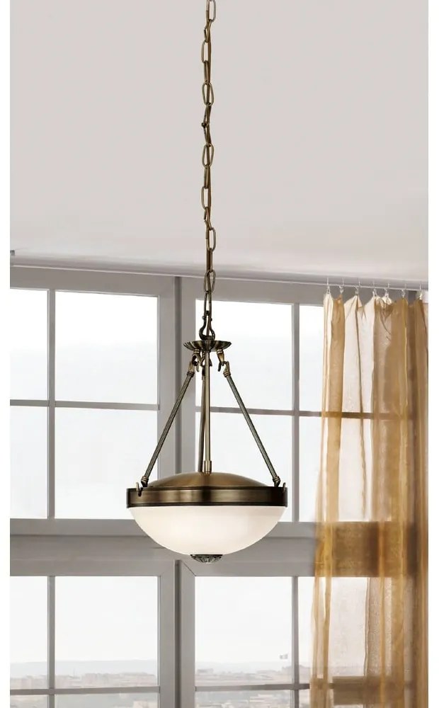 Závesné svietidlo v bielej a zlatej farbe so skleneným tienidlom ø 31 cm SAVOY – EGLO