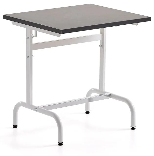 Školská lavica 180, linoleum, biela/tmavošedá