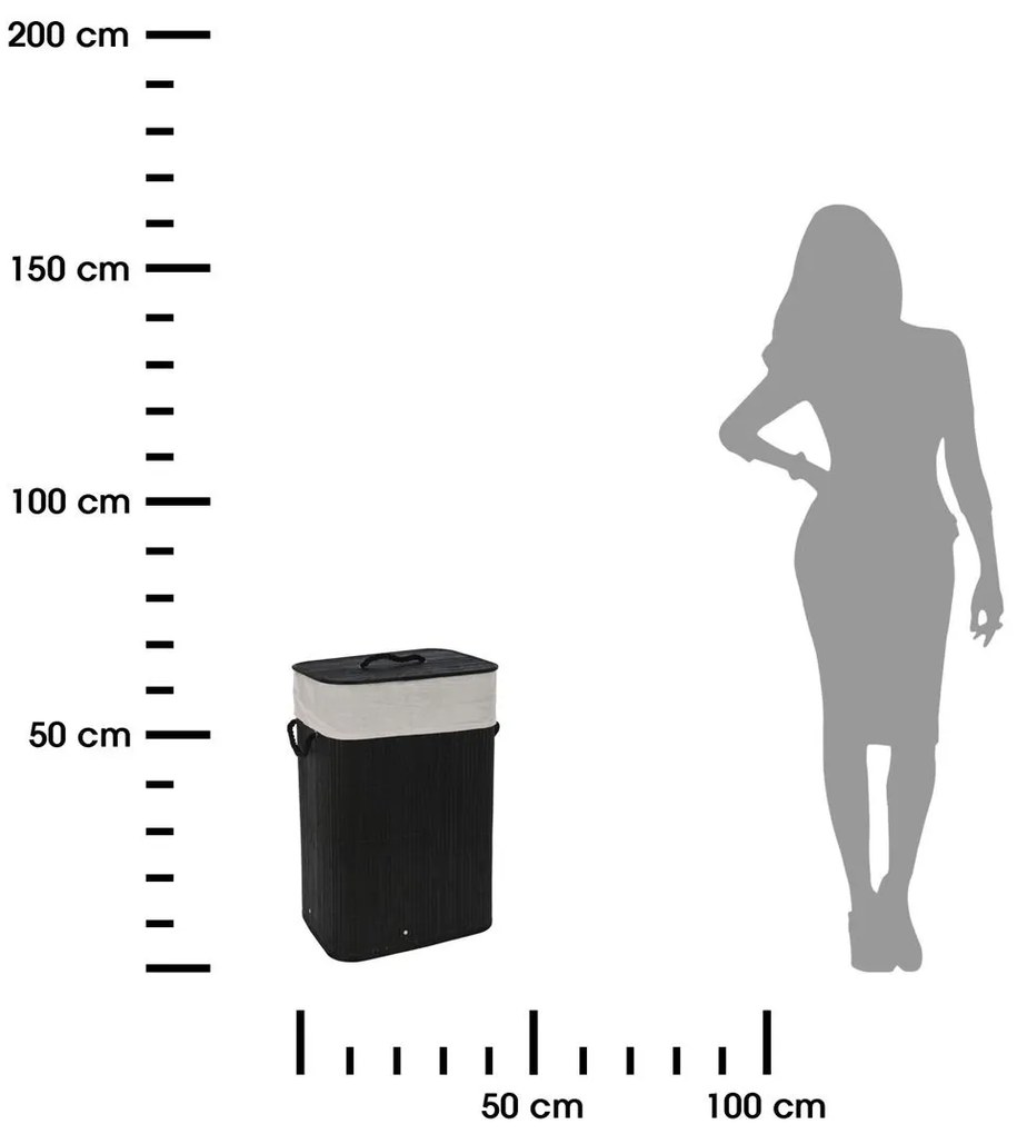 Kôš na bielizeň Stella Black, 60x40x30 cm