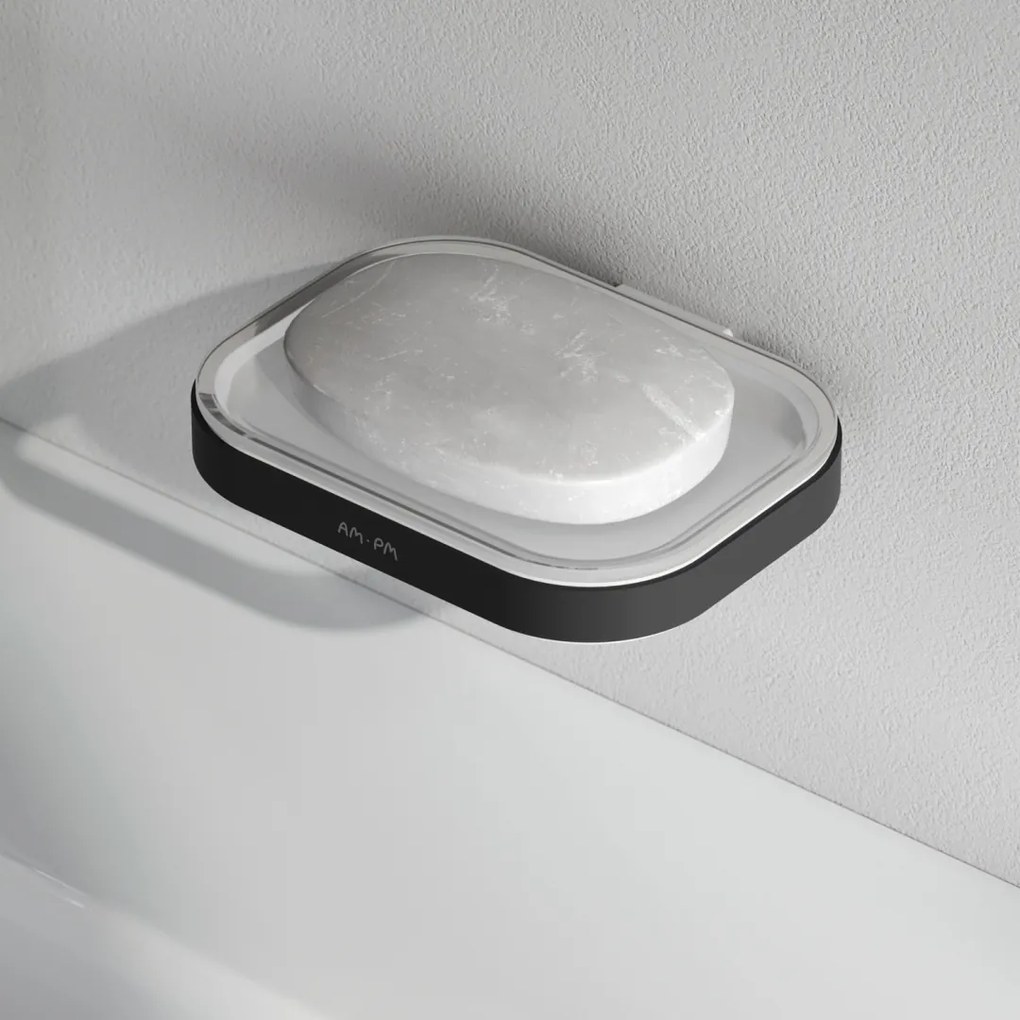 Miska na mydlo AM.PM Func A8F34222 nástenná, sklo, čierna