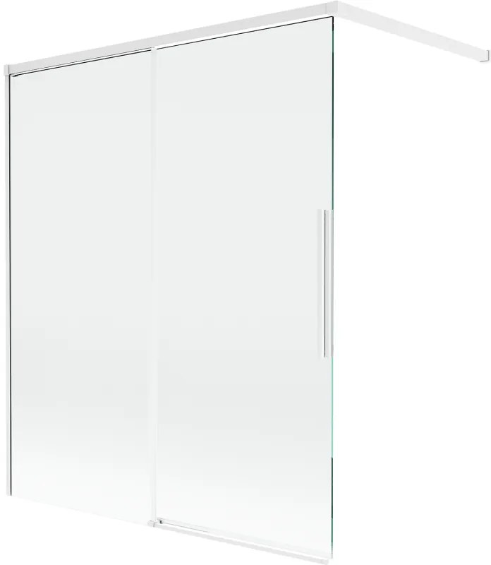 Mexen Rox, 2-krídlová posuvná vaňová zástena 140 x 150 cm, 8mm číre sklo, biely profil, 8C9-140-003-20-00