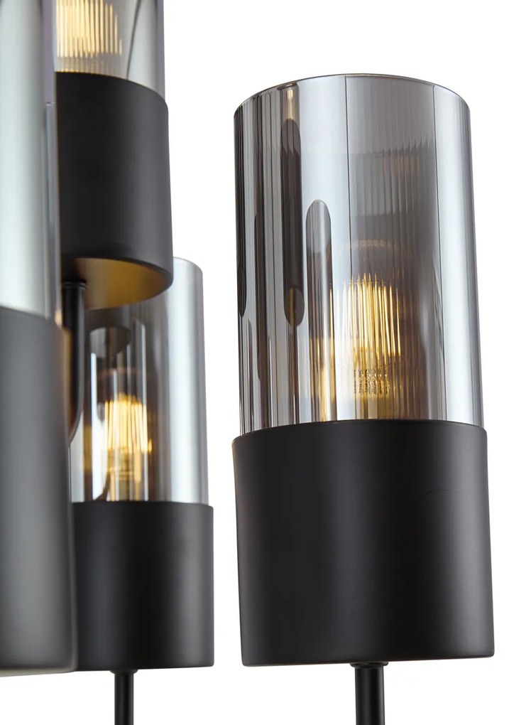 Moderný luster čierny s dymovým sklom 9-svetiel - Laura