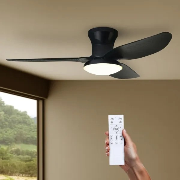 Brilagi LED stmievateľný stropný ventilátor 30W 230V 3000-6500K čierny + DO