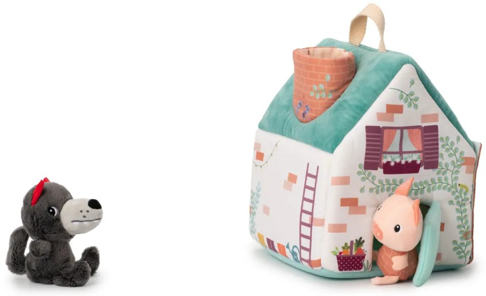 Lilliputiens - textilný domček s rozprávkou O vlkovi a troch malých prasiatkach