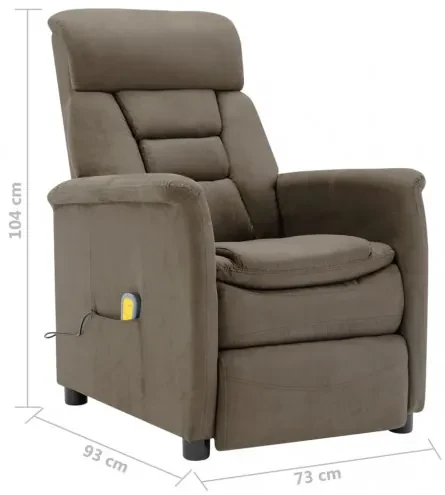 vidaXL Elektrické sklápacie masážne kreslo sivohnedé umelá semišová koža-