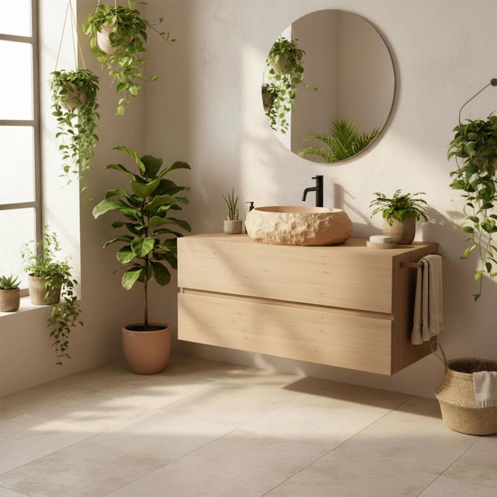 Umývadlo na dosku z kompozitného kameňa REA MIKA LIGHT TERRACOTTA 50x38 cm, béžová
