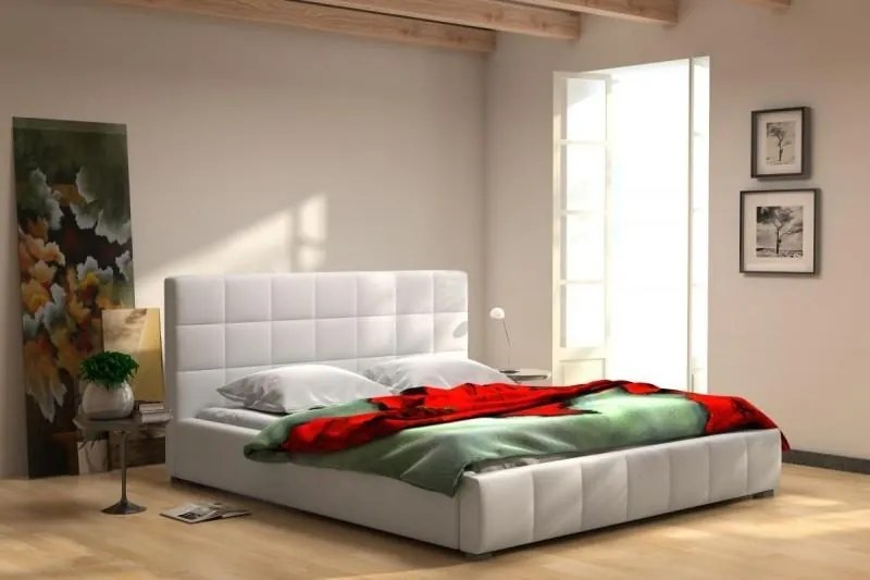 Čalúnená posteľ Chester, biela, čalúnené, 200x160