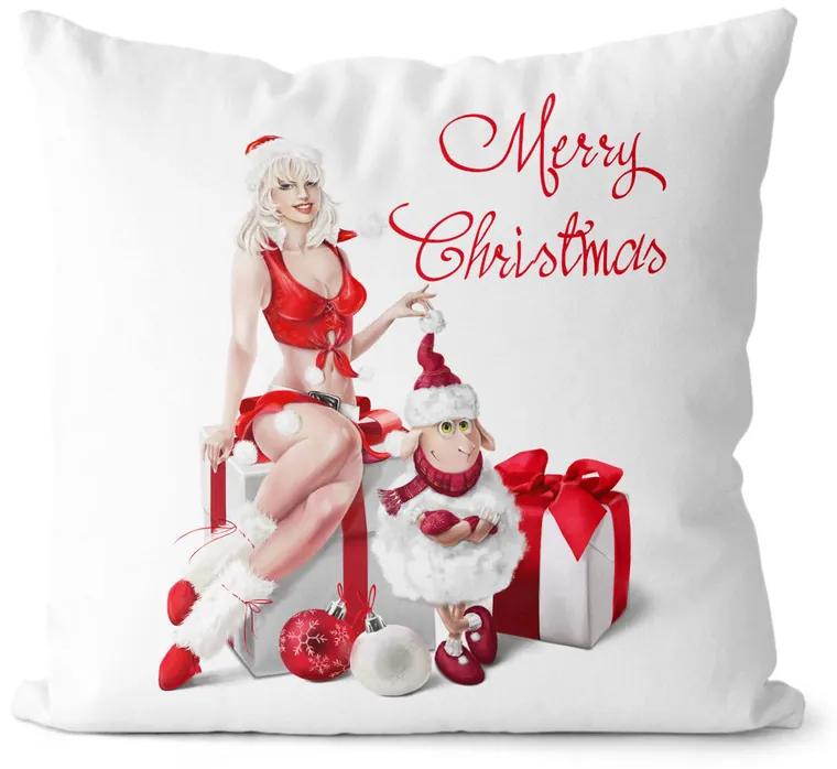 Vankúš Merry Christmas – Sexy Lady (Veľkosť: 55 x 55 cm)