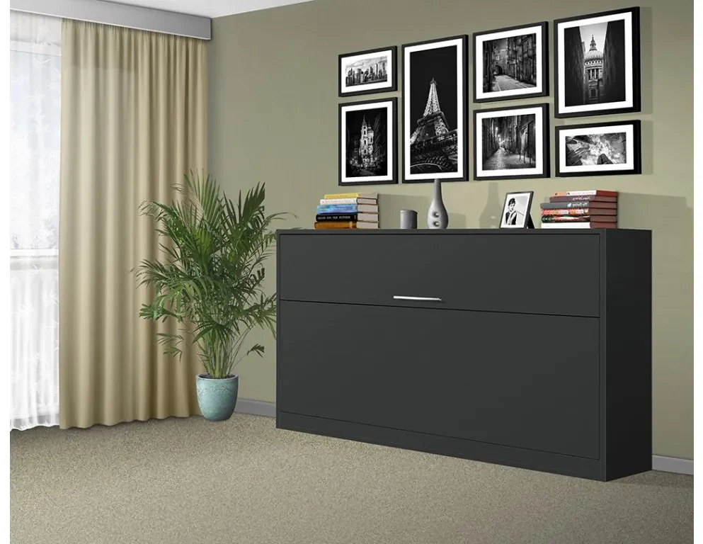 Nabytekmorava Sklápacia posteľ VS1056, 200x90cm farba lamina: dub sonoma svetlá/biele dvere, Varianta dverí: matné