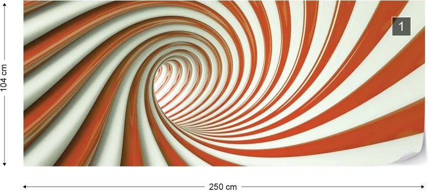 Fototapeta GLIX - 3D Swirl Tunnel Orange And White + lepidlo ZADARMO Vliesová tapeta  - 250x104 cm