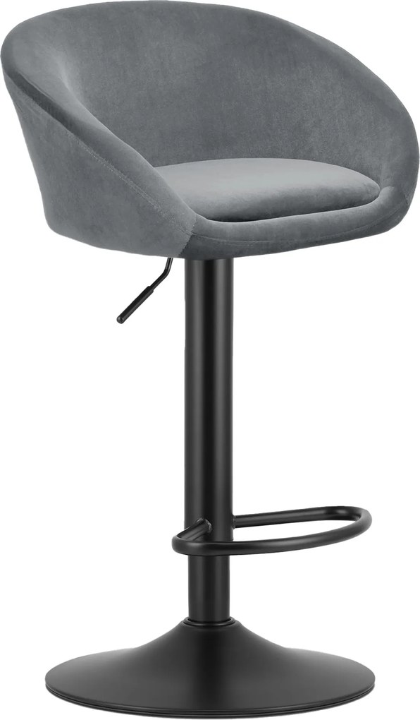 Barová stolička EAST sivý zamat / čierna podnož