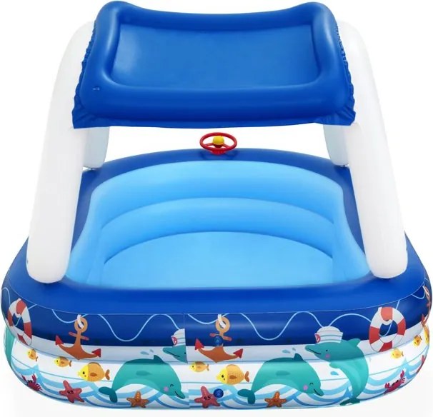LEAN Nafukovací bazén so strieškou Morské zvieratká 213x155x132 cm