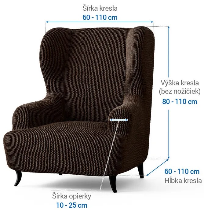 Bielastické poťahy COSTINA tabaková kreslo ušiak (š. 60 - 110 cm)