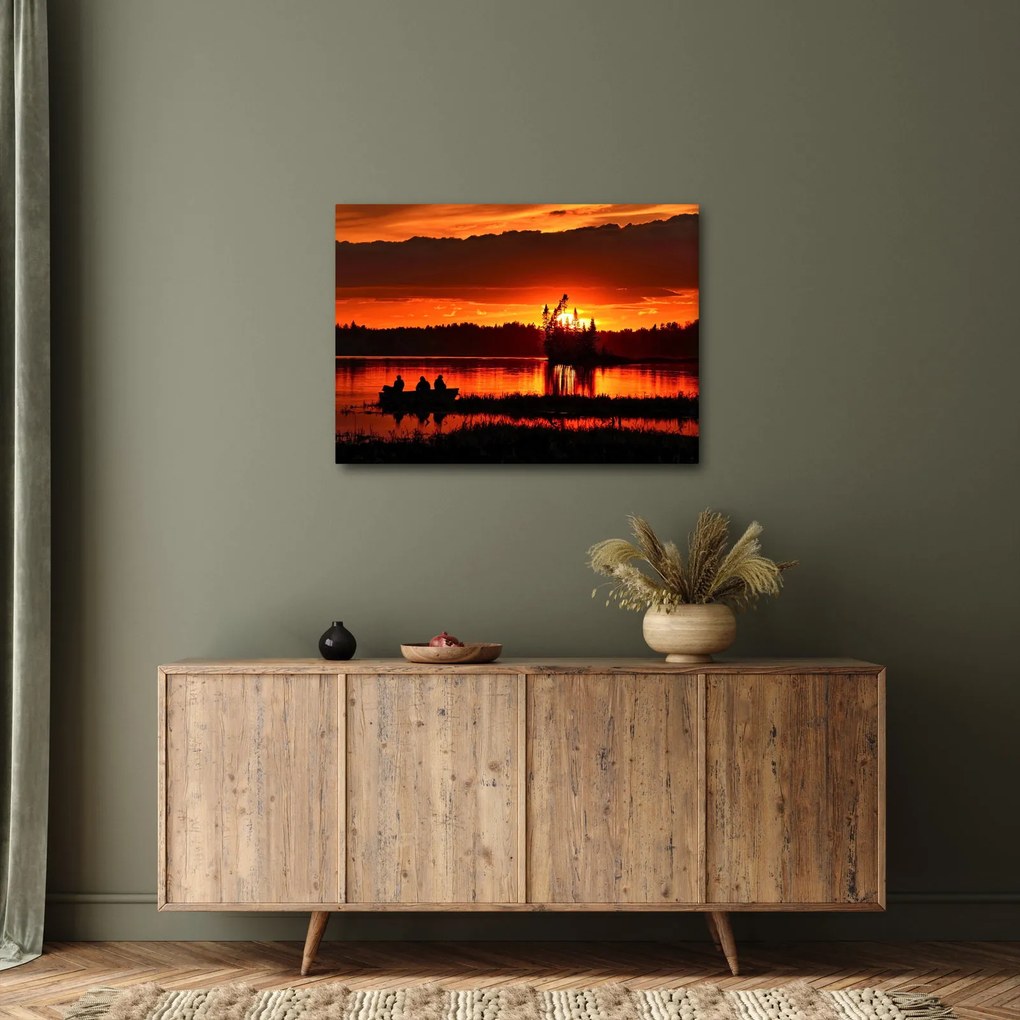 Obraz - Rybári na jazere (70x50 cm)