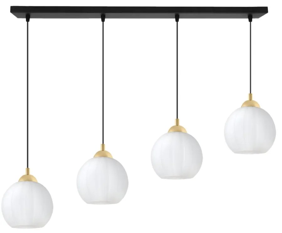 Závesné svietidlo Costa, 4x biele sklenené tienidlo, b/g