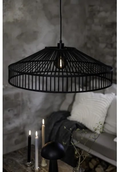 Markslöjd 108782 - Luster na lanku TAPA 1xE27/40W/230V čierna/bambus