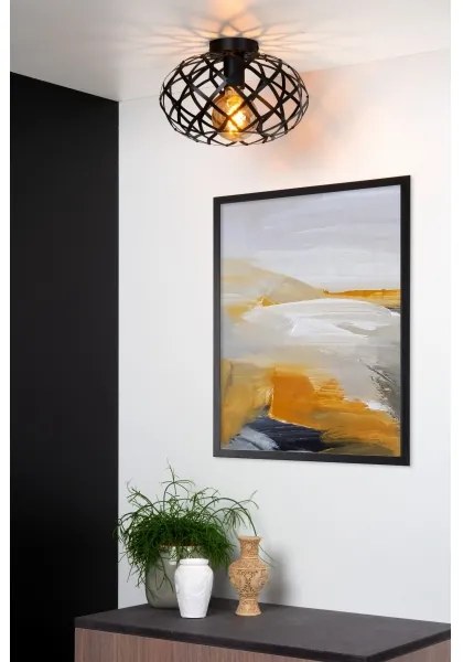 Lucide 21117/30/30 - Stropné svietidlo WOLFRAM 1xE27/40W/230V čierna