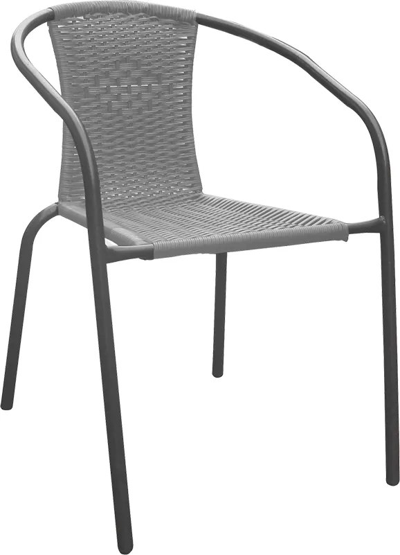 CH Záhradná ratanová stolička - tmavosivá