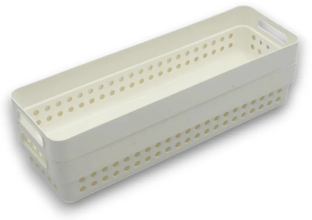 Sada 2 košíkov na organizáciu, organizéry do zásuvky KOLE 24 x 7,5 cm - biele