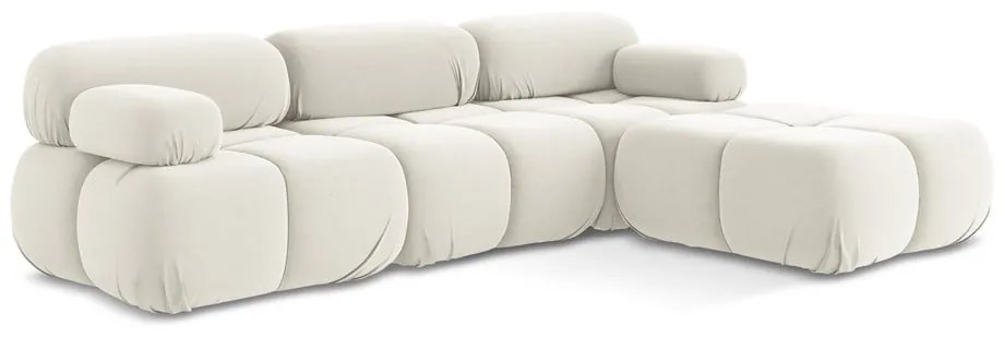 Biela zamatová modulárna rohová pohovka Lokua – Makamii