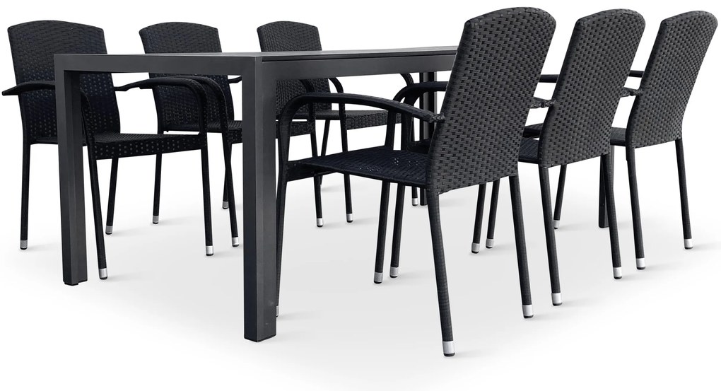 Záhradný jedálenský set Viking XL 190cm + 6x ratanová stolička Roma