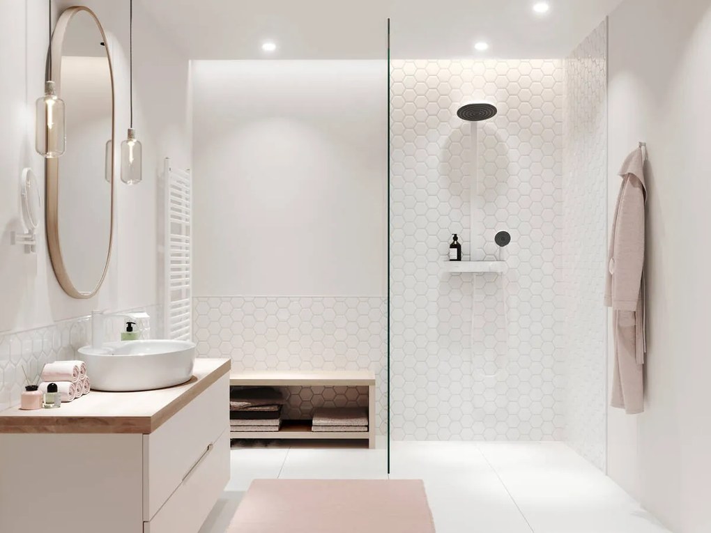 Hansgrohe Pulsify, Showerpipe 260 2jet s termostatom ShowerTablet Select 400, biela matná, HAN-24240700