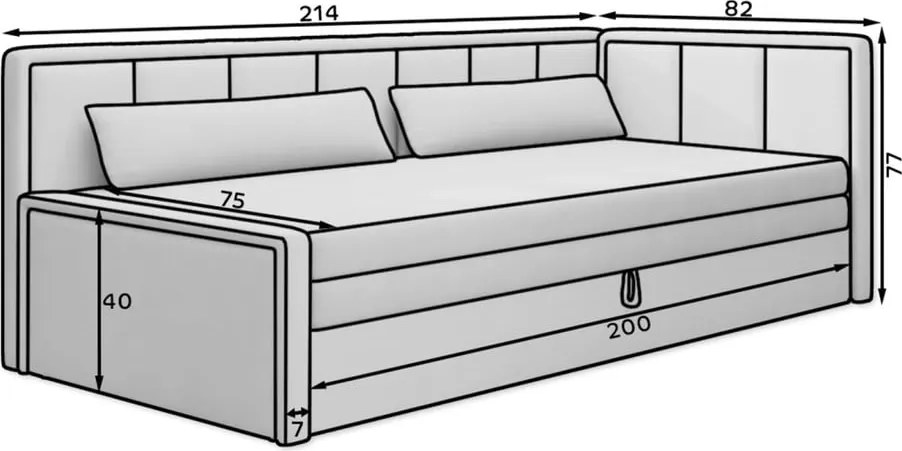 Tmavosivá ženilková rozkladacia/s úložným priestorom pohovka 214 cm Fulgeo – ELTAP