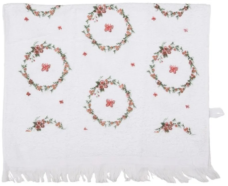 Biely froté kuchynský uterák s motýlikmi Floral Easter Bunny - 40*66 cm