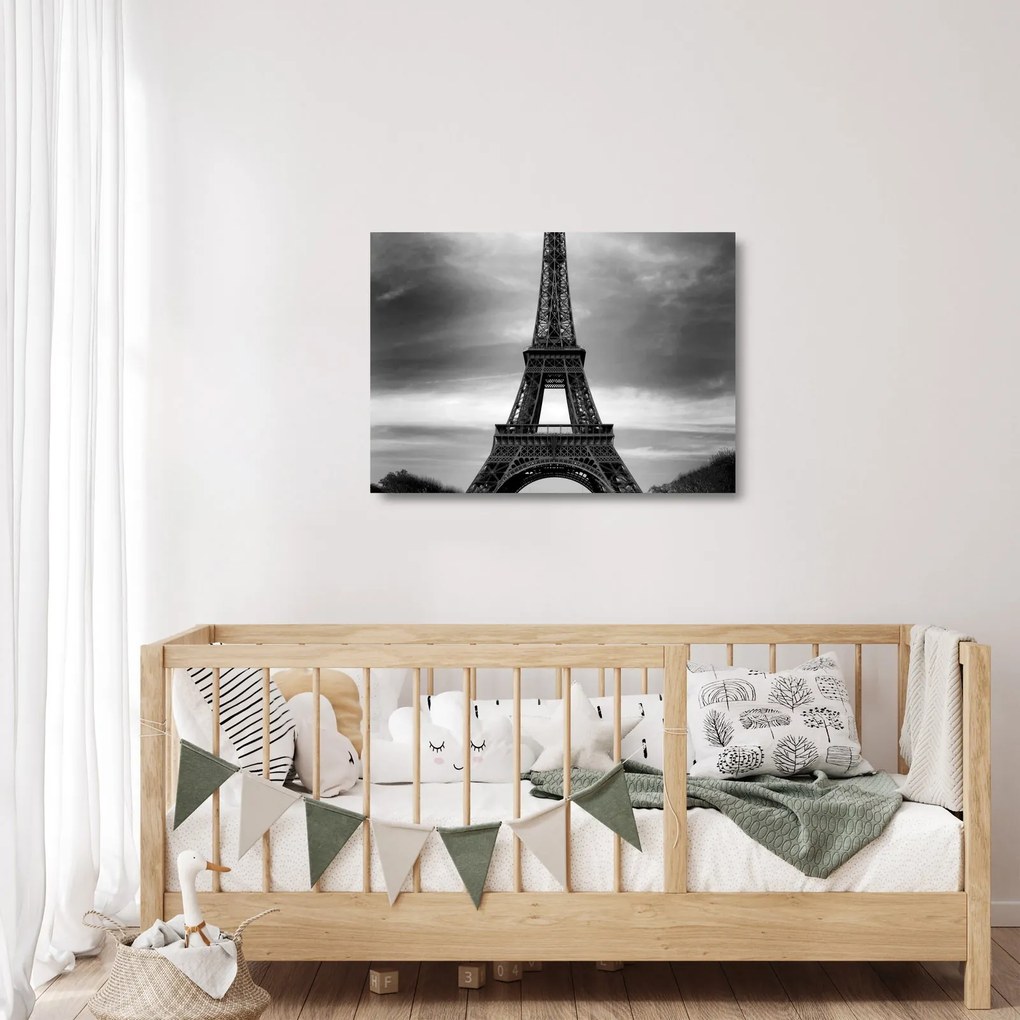 Sklenený obraz - Ružové auto v Paríži (70x50 cm)
