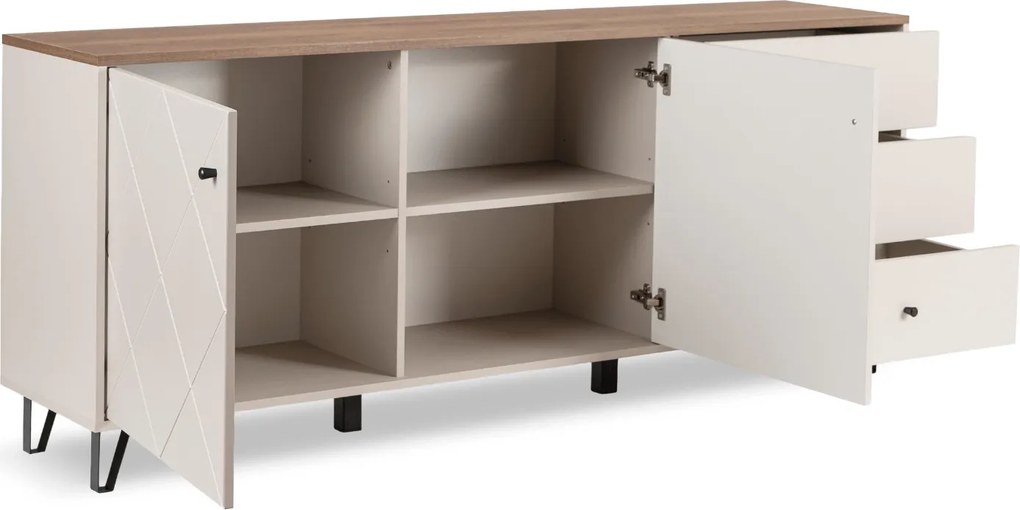 Vintino Komoda CELIA – 183 cm, kašmír/dub Castello