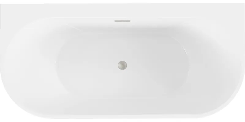 Mexen Oval+, voľne stojaca vaňa ku stene 170 x 80 cm, biela lesklá, brúsená oceľ, 52681708000-97