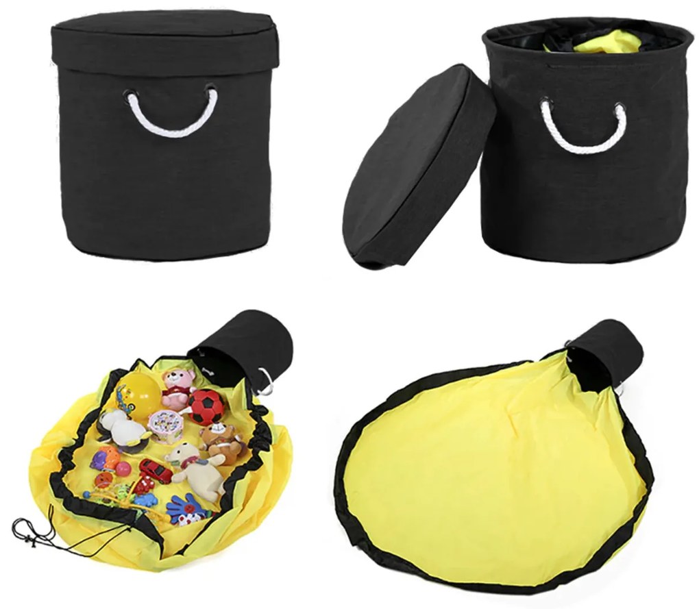 VERK GROUP Hrací vak, podložka na hranie 2v1, podsedák, šedo-žltý