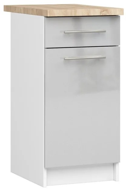 Spodná kuchynská skrinka s doskou OLIWIA S40 SZ1 biela / metalická, lesk